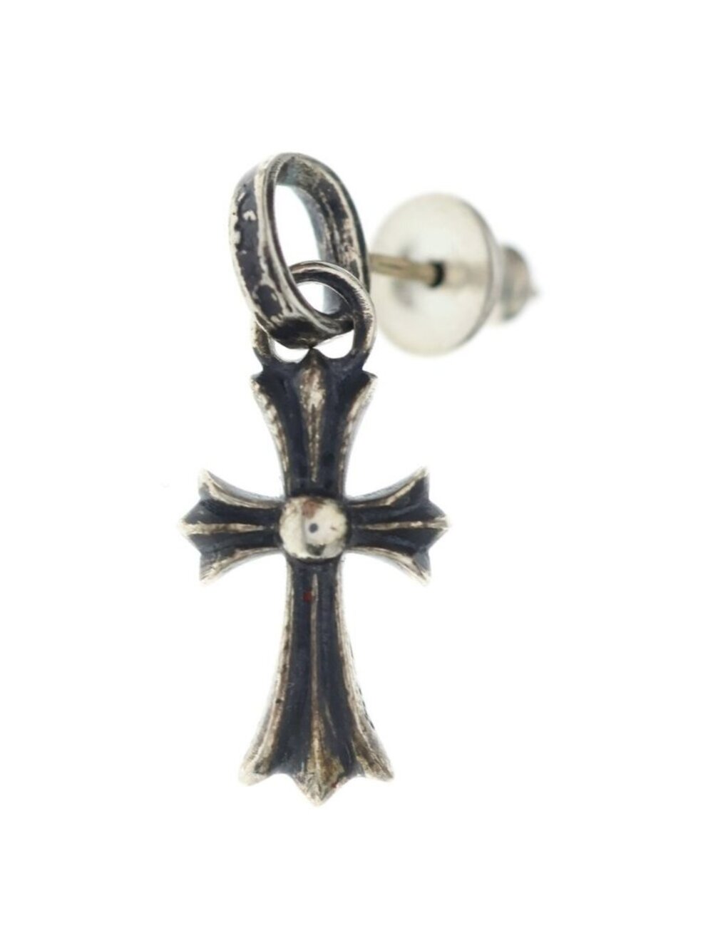 Chrome Hearts Bby Pprchn Baby Fat Cross Drop Single Earring Silver